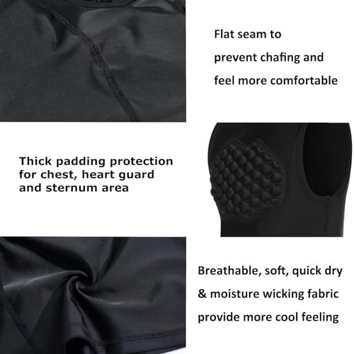 Topeter Padded Shirt with Chest Protector for Paintball, Lacrosse, Baseball & Softball Catcher Chest Protectors for Boys and Girls YS - Thumbnail 5