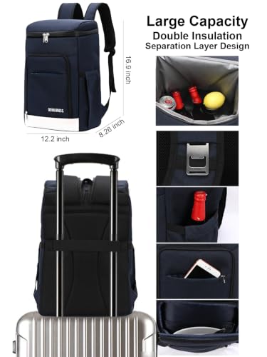 Image of Picnic Backpack Bundle Set Camping Gear with Fold Table & Waterproof Blanket & Stainless Steel Utensils for 4-Person Family Hiking Essentials (Blue, A-4 Person)