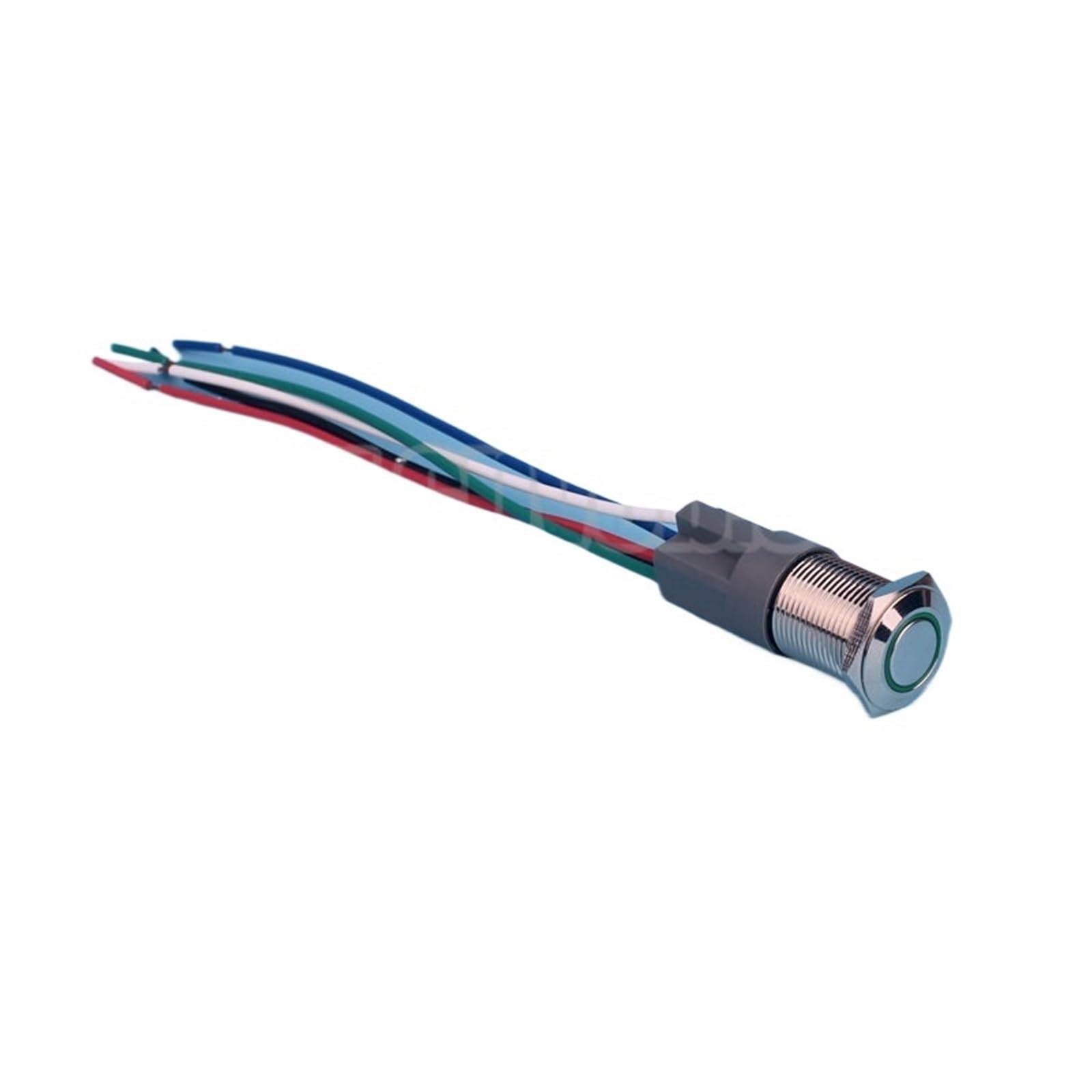 16 mm pierścień LED podświetlany IP67 ON-OFF zatrzaskowy metalowy przełącznik przyciskowy z wiązką przewodów 150 mm IDGTTLDF (12 V biała dioda LED, 36 V)