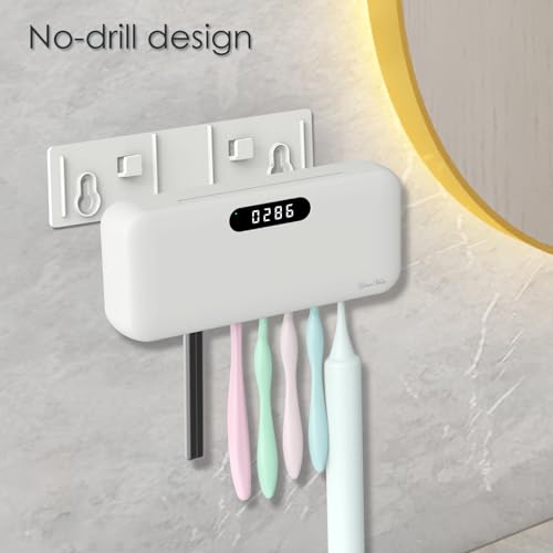 Yourmate Uvc Toothbrush Sanitizer Holders For Bathrooms 4000Mah Rechargeable Wall Mounted Toothbrush Sterilizer 5-Minute Automatic Sterilization Built-In Fan thumb #3