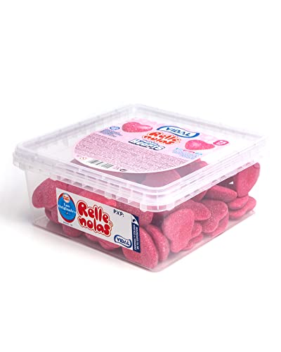 Vidal Golosinas. Rellenolas. Corazones Shiny de chuche rellenos de pica Shiny Fresa. Envase de 75 unidades.