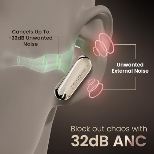 Image of ACwO DwOTS 757 Bass Boom X Drivers | ANC 32dB | AI-ENC 4-Mic | 3 EQ Modes | 40ms Low Latency | 40H Playtime | Quick Boost 10min=120min | Auto Connect | BT v5.4 | IPX5 Resistant (Moonlight Cream)