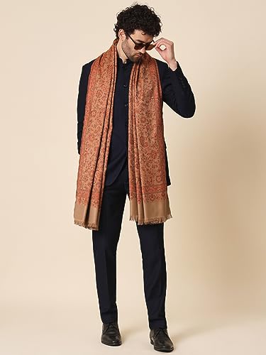 Image of Zamour Faux Pashmina Soft Jamawar Woven Jacquard Shawl for Men