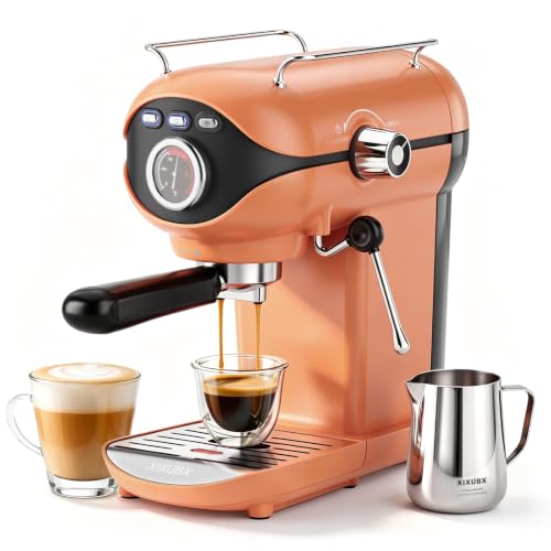 XIXUBX Espresso Machine, Compact Espresso Maker with Milk Frother, Orange