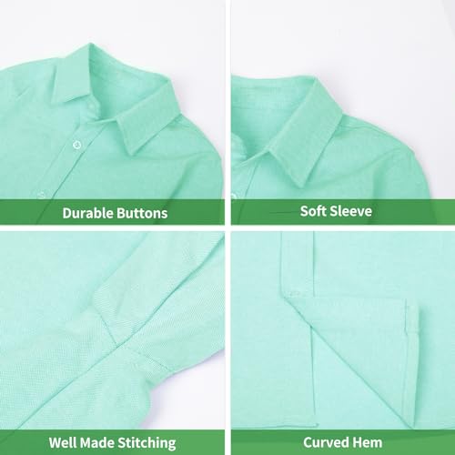 Image of LittleSpring Boys Button Down Long Sleeve Uniform Dress Shirts with Tie