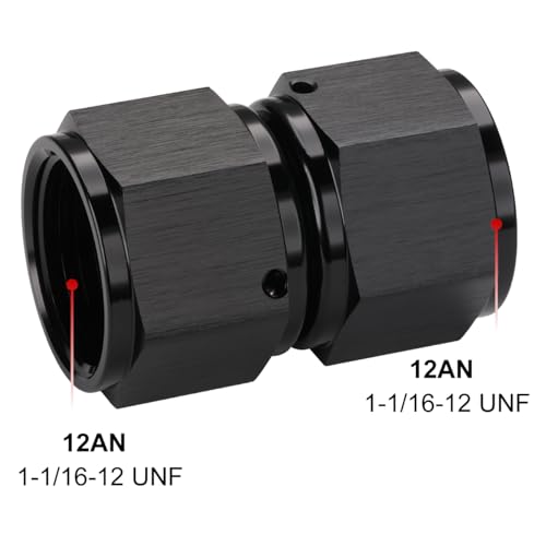 Podavelle 12AN Female to 12AN Female Straight Swivel Coupler Fitting Adapter Union Aluminum Black 2PCS by Podavelle - Used condition - Image 2