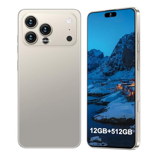 ONPTJ 17PROMA X Unlocked Smartphone 6.9" HD Screen 12+512GB Smartphone with 128G Memory Card New System 7000mAh Long Battery Dual SIM/Fingerprint Lock/GPS/Face ID(Gray)