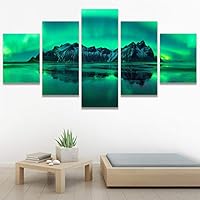 SIGNWIN 5 Panel Canvas Wall Art Modern Art Astronomy & Space Aurora Colorful Global Multicolor Photography for Home Decorations Ready to Hang - 60