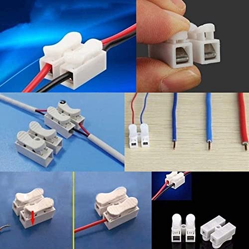 100pcs 2P CH-2 Lüsterklemmen Steckbar Kabel Schnellverbinder Kabelverbinder LED Elektrische Drahtverbinder LED-Lichtleiste Kein Löten Schweißen Schnellkabel Draht