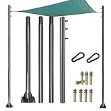 Kit de postes de vela de sombra, postes de vela de 10 pies, toldo de soporte para toldo, 2 postes de poste de luz para exteriores, poste de acero resistente para jardín/patio/patio (10 pies resistente