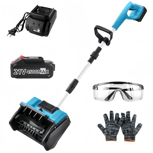 SHIOSH 除雪機 電動除雪機 家庭用 充電式 除雪機 4.5Ah大容量バッテリー 軽量 コードレス充電式除雪機 除雪器具 角度調整可能 安全スイッチ 除雪用具 さまざまな路面 保管が簡単 除雪機ヘッド幅33cm 高さは18cm 投雪距離8M (バッテリ