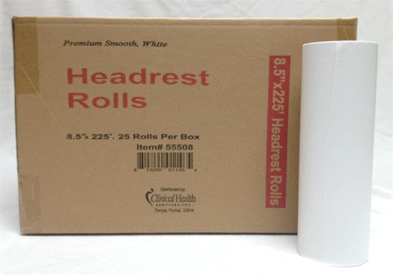 Image of Chiropractic Face Headrest Paper Rolls, Standard Smooth, 8.5 inch x 225', White (Pack of 25) (8.5 inchx225')