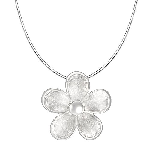 Vinani Anhänger Blume gebürstet Rand glänzend mit Schlangenkette 50 cm Sterling Silber 925 Kette Italien Blüte ABTA-S50 Cover