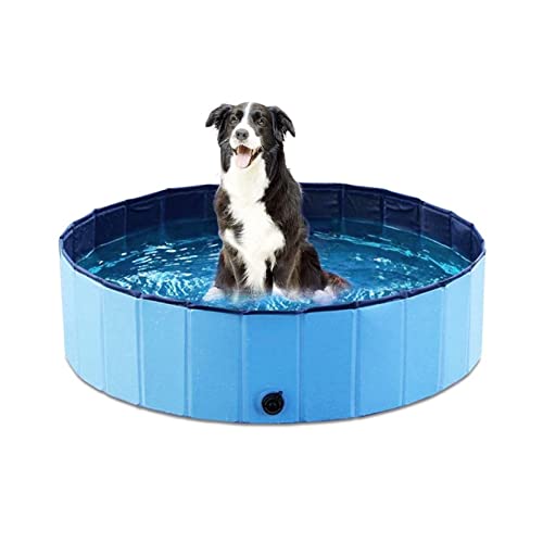 Huasean Pataugeoire Pliable pour Chien 80 X 30 Cm - Piscine Portable pour Chats et Baignoire Robuste en PVC, Non Gonflable et Antidérapante