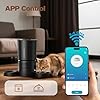 Distributore Automatico Cibo Gatti 2 Ciotole: 5L Distributore Automatico Cibo Cane con Timer WiFi 2.4G per Crocchette - Design Doppia Ciotola per Famiglie con Più Gatti & Cani - Nero