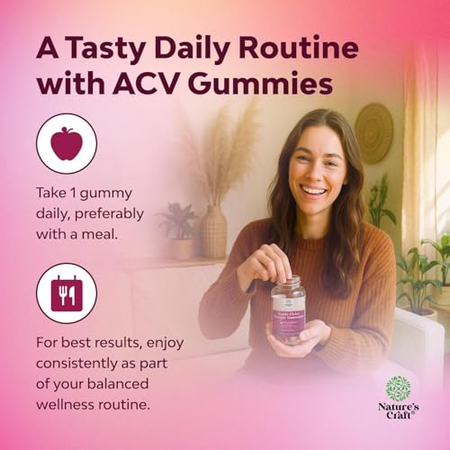 Apple Cider Vinegar Gummies with Mother - Cleanse & Detox ACV Gummies for Weight Loss, Gut Health, Bloating, Metabolism & Energy Support - ACV with Mother with B12 Vitamin, B6 & Pomegranate - 60 Ct