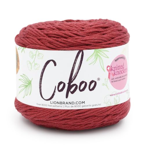 Image of Lion Brand Yarn, Coboo Cotton Blend Crochet Yarn, Pinot Noir, Red, 1 Pack