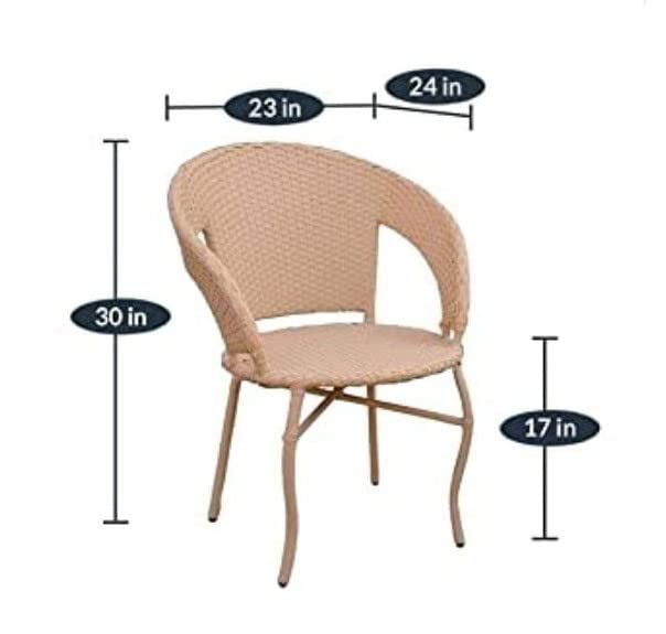 Image of Anaya Decor D-12 Chairs Table Set 4+1 Wicker Patio Furniture Sets 4 Chair and 1 Table for Garden Balcony Bedroom Powder Coated Frame Uv Protected Wicker (Honey)