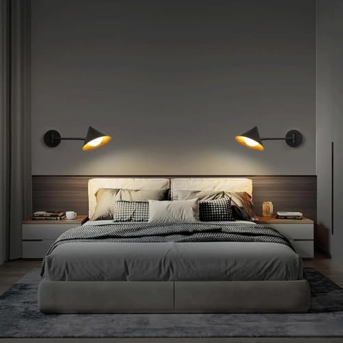 Image of Designer Cone Wall-Mounted Spotlight|Adjustable Arm Bedside Lamp for Ambient & Reading Lighting, Perfect for Bedroom, Office, Living Room, Hotels|Polished-Black