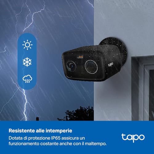 Tapo C401 Telecamera WiFi Esterno Senza Fili, Full HD 1080P, Batteria 5200mAh fino a 180 Giorni, Visione Notturna a Colori, Rilevamento Persone AI Gratuito, Allarme Sonoro e Luminoso, Archiviazione Lo - Immagine 3