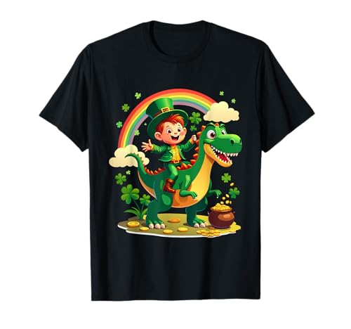 Leprechaun Riding Dinosaur St Patrick Day Garçons Enfants Tout-petits T-Shirt