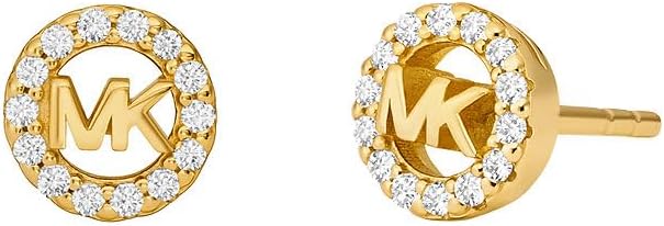 Michael Kors – Premium Kors MK goldfarbene Logo-Ohrstecker aus Sterlingsilber für Damen, MKC1727CZ710