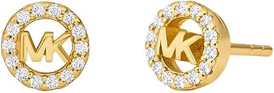 Michael Kors Pendientes para mujer de metal dorado con piedras semipreciosas y cierre de poste