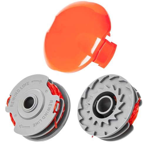 BCYPMYC 2Pcs With Spool Cover Strimmer Spool Flymo Strimmer Spool Standard 1.5mm 36ft Lawn Mower Replacement Spool Replace of FLY021 Compatible with Flymo Power/Mini/Trim Grass Trimmer