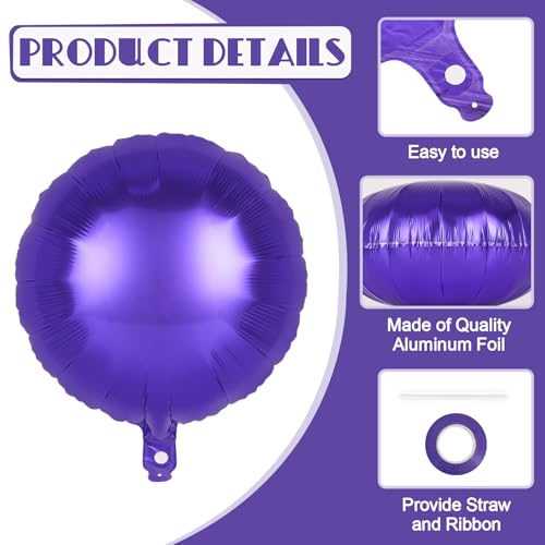 20 Pcs Purple Round Shaped Balloons,18 Inch Round Foil Balloon,Giant Round Mylar Balloon Helium Balloons for Birthday Party Baby Shower Wedding Decorations (Purple) by YOTHORN - Used condition - Image 5