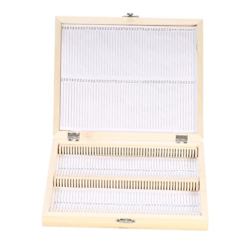 100 Piece Microscope Slide Box, Wooden Glass Slides Storage Box