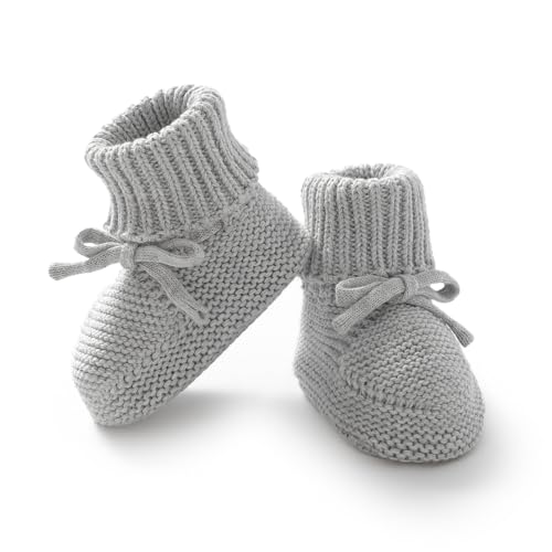 Image of Hadetoto Baby Booties Newborn First Walkers Cozy Shoes Warm Knit Soft Booties for Toddler Infant Boy Girl