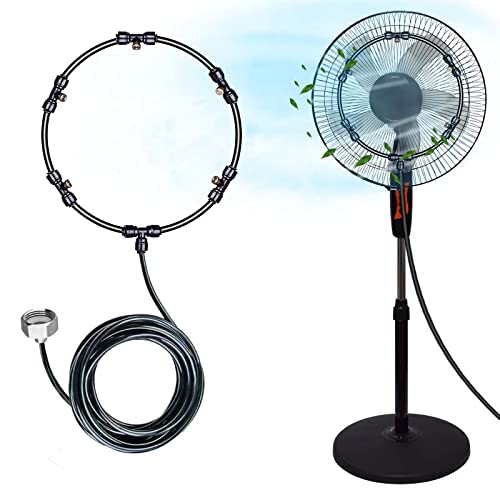 Outdoor Misting Fan Kit for a Cool Patio Breeze,Water Mister Spray for Cooling Outdoor, 26.24 ft (8M) Misting Line + 5 Brass Mist Nozzles + a Brass Adapter(3/4) Fit to Any Outdoor Fan