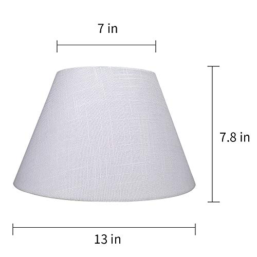 Alucset Medium Lamp Shade, Barrel Fabric Lampshade For Table Lamp And Floor Light, 7X13X7.8 Inch,Natural Linen Hand Crafted, Spider (White) #TOP1
