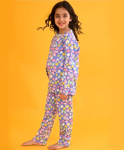 Image of Anthrilo Pure Cotton Printed Pyjama Set for Girls | Sleepwear | Night Suit, Night Wear | Long Sleeves T-Shirt & Pyjama | Regular Wear | 0-14 Years