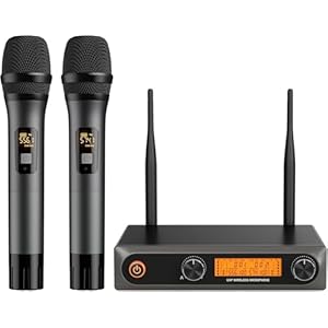 Wireless Microphones,Professional Metal Dual UHF Cordless Dynamic Mic Handheld Microphone System (200ft) for Karaoke, Home, Meeting, Party, Home KTV Set, Wedding,Church, DJ