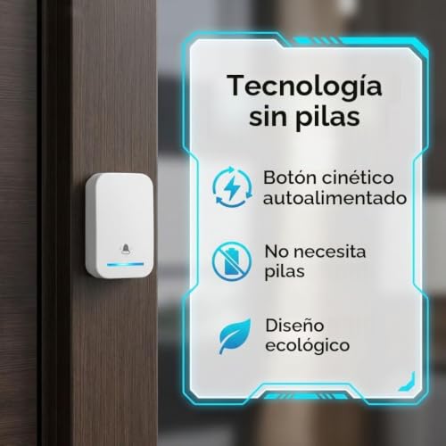 Miniatura 7 de Aigostar Timbre Inalámbrico Con Enchufe, Timbre De Puerta Con Autoalimentado, Timbre Inalámbrico Exterior Impermeable Con Indicadores Led, Resistente Al Agua, 30 Melodías, 5 Niveles De Volumen, Blanco