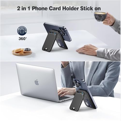 Image of Magnetic Wallet Case with Stand, Magnetic Wallet for iPhone, Adjustable Leather Mag-Safe Card Holder for iPhone 17 /16 /15 /14 /13 /12 Series Black