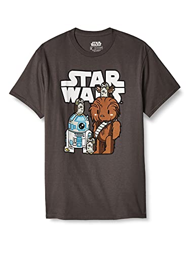 T-shirt Star Wars coupe confort en coton mélangé résistant motif Porg gris