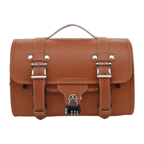 rockible Bolsa Trasera para Motocicleta, Portaequipajes Trasero, Maletero, Cuero PU, Profesional, Universal, Multifuncional, para Asiento Trasero, Equipaje de, MarrÓn
