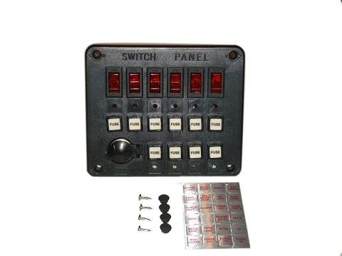 6 Gang Black Heavy Duty Boat Switch Panel