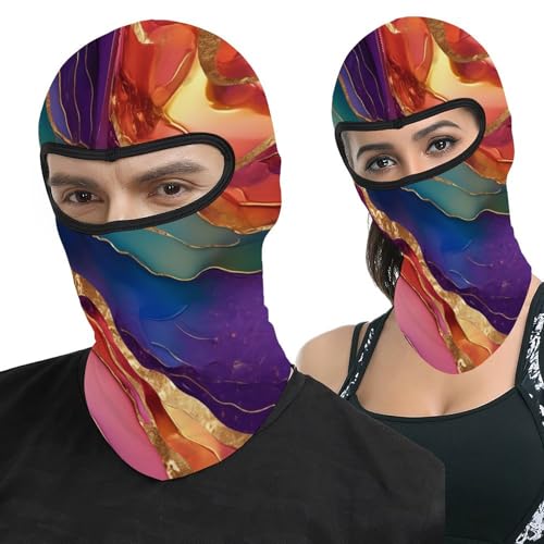 Red Agate Pattern with Thin Golden Lines Ski Mask for Men Women, Full Mask Balaclava Cover Neck Warmer Hat Outdoor Sports