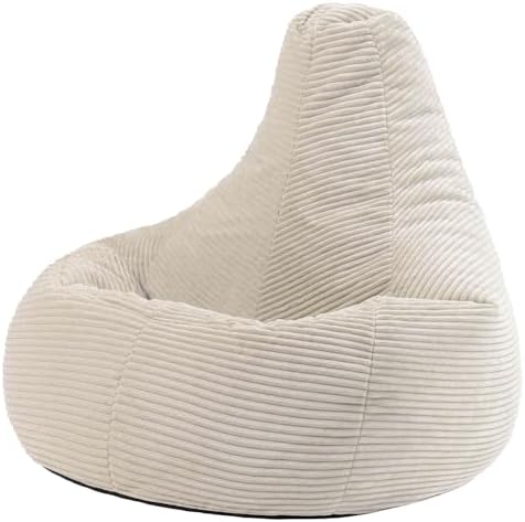 Icon Dalton Sitzsack Cord mit Füllung, Beige | In Deutschland Hergestellt, Sitzsack Erwachsene, Weicher Cordstoff, Gaming Sitzsack für Wohnzimmer und Schlafzimmer