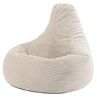Icon Dalton Sitzsack Cord mit Füllung, Beige – Ansicht 1