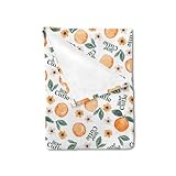 Watercolor Orange Fruit Little Cutie Baby Blanket for Girls Gift, Retro Summer Vibe Floral Flannel Fleece Nursery Bed Blankets, Vintage Soft Lightweight Newborn Infant Toddler Kid Crib Bedding 30 x 40