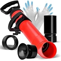 LECURE® Rohrreinigungspumpe [Inkl. 3x Aufsätze] - Effektive Abflusspumpe für Rohrreinigung inkl. Handschuhen und 3 Abfluss-Adaptern für Dusche, Toilette, Spüle & Co.