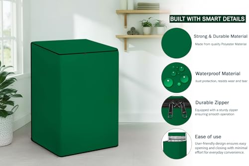 Image of Stylista Waterproof and Dustproof Polyester Washing Machine Cover Compatible for Godrej 7.5 Kg Fully-Automatic Top Loading WTEON ALP 75 5.0 FDTN GPGR, Green