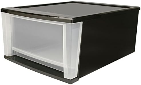 IRIS USA SD-30 Black/Clear 4PK IRIS 17 Quart Stacking Drawer