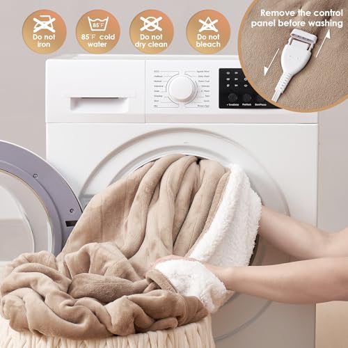 EHEYCIGA Heated Blanket - Full Size, 9 Heating Levels, Auto Off, Soft Cozy Sherpa, 72 x 84 Inches