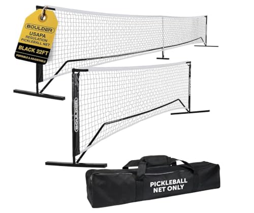 Image of Boulder Portable Badminton Pickleball Net - Foldable /Extendable Poles for Multiple Sports Heights (UP to 5 ft) - Ideal for Tennis, Pickleball, Soccer Tennis - Easy Setup