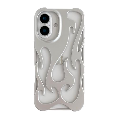 Emylisa Heat Dissipation for iPhone Case, Solid Color Hollow Flame Matte Soft Phone Case (Silver,for iPhone 13 Pro Max)